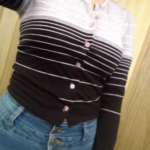 Horizonal striped, long sleeved, button up top